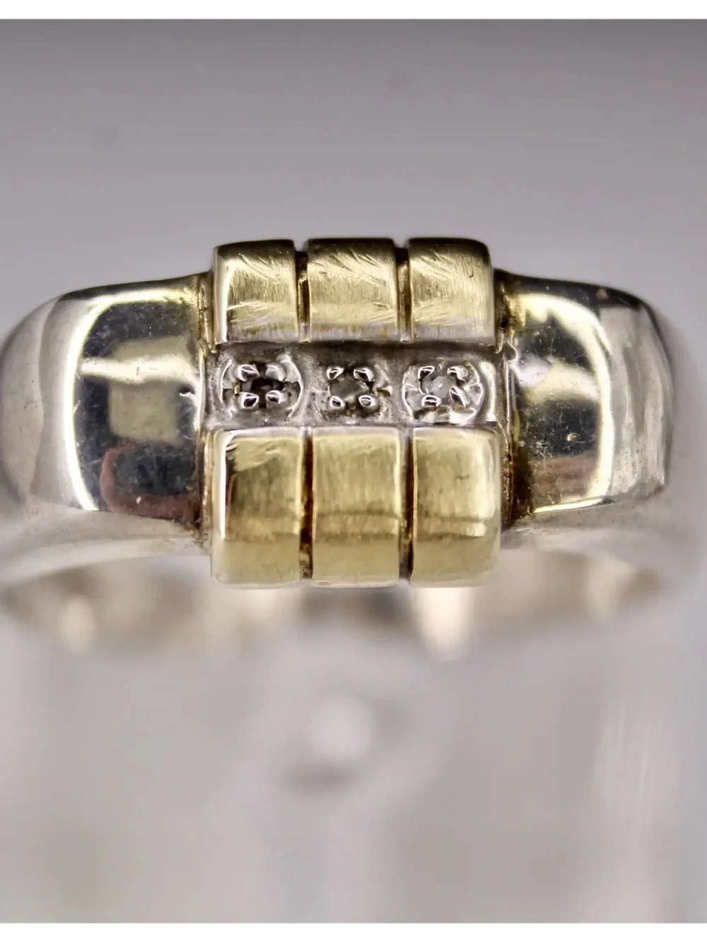 Two-Tone Sterling Silver and 10k Gold Diamond Ring